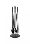 Haardstel, zwart / chroom, staand 4 delig, 68 cm hoog