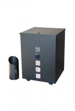 Pellet bak, zwart met wielen, 38 x 38 x 52 cm hoog