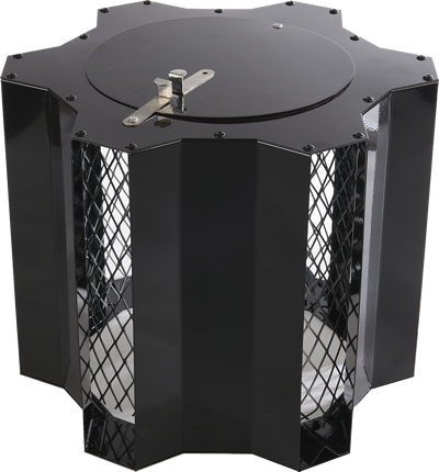 Optimus Black Junior, vaste trekkap,voor Ø 80 tot Ø 235 mm, met veegluik