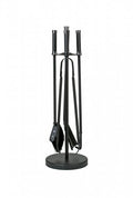 Haardstel, zwart / chroom, staand 4 delig, 68 cm hoog