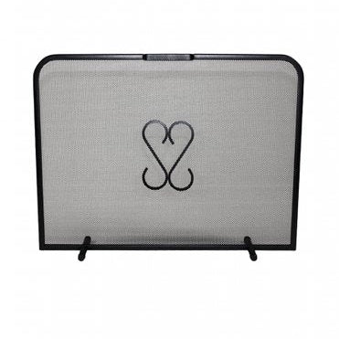 Haardscherm / vonkenscherm Zwart  H 48 cm x B 55 cm met ornament