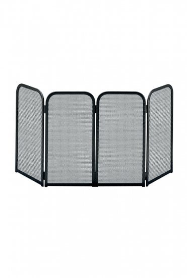 Haardscherm / Vonkenscherm Zwart H 48 x B 4 x 27 cm  inklapbaar 4 delig
